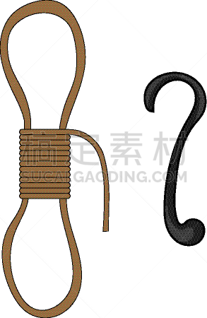 白色,分离着色,绳子,卡通,鱼钩,圆形,褐色,粗糙的,力量,结束