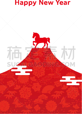 贺卡,新年前夕,马年,欧洲赤松,传统,春节,松木,云,复古风格,古董