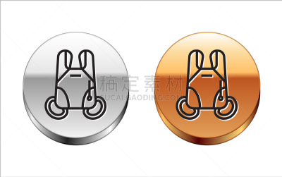 black line parachute icon isolated on white
