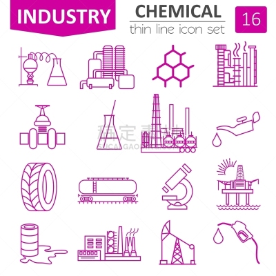 工业,线图标,计划书,化学制品,图标集,分离着色,金属,图像,建筑业,钢铁