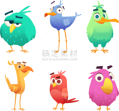 可爱的,动物,鸟类,幽默,卡通,拟人,白色,分离着色,自然,收集