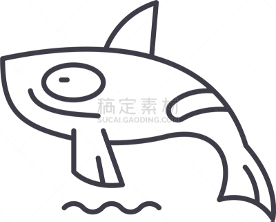 逆戟鲸,杀人犯,概念,鲨鱼,线图标,可爱的,野生动物,海豚,哺乳纲