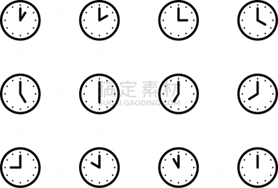 时间,计算机图标,9点整,5点整,线条,12点整,背景分离,午夜,倒计时,11点