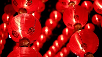 中国晚上的红灯笼