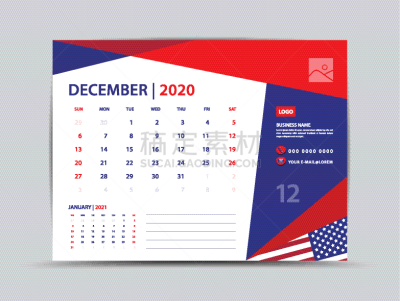 2020,一月,星期一,模板,矢量,台历,日历,星期,背景,开端