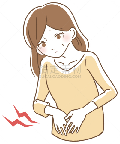 女人,绘画插图,胃疼,痛苦,身体状况,疲劳的,垂直画幅,有月经,腹腔