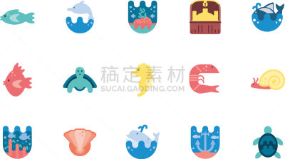 isolated sea life icon set design