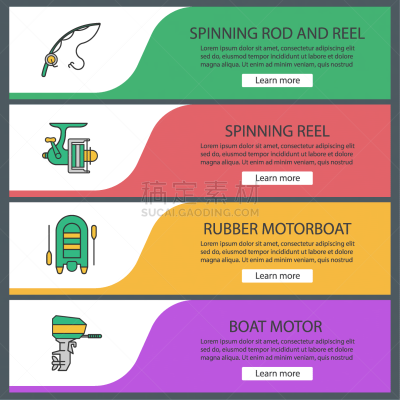 fishing web banner templates set