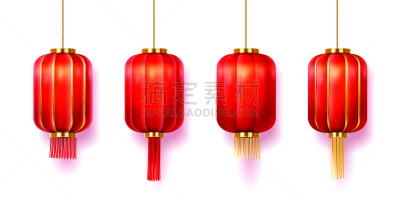 春节,传统,中国灯笼,照明设备,纸,红色,黄金,穗,矢量,装饰