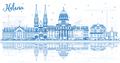 outline helena montana city skyline with blue