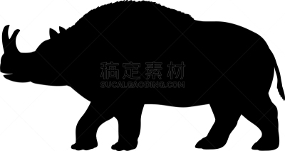 已灭绝生物,哺乳纲,犀牛,野生动物,始新世时代,古董,动物,有角的,剪影,绘制