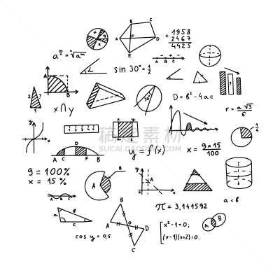 背景,数学,矢量,公式,形状,巨大的,几何学,举起手,组物体,白色背景