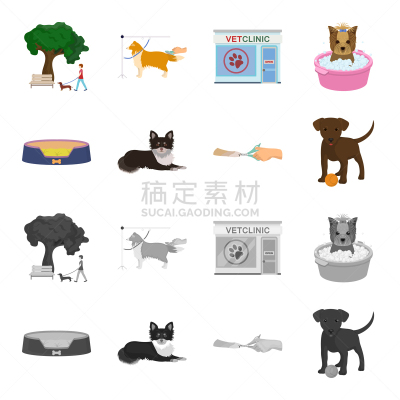 兽医,宠物,爪,牧羊人,垃圾,高雅,图像,矢量,收集,教育