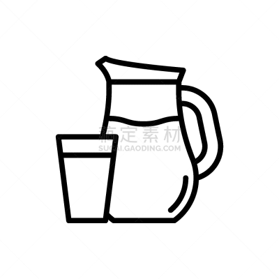 水壶,矢量,绘画插图,图标,线条,饮料,液量单位,厨房器具,符号,清新