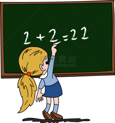 女孩,矢量,金色头发,绘画插图,卡通,黑板,结论,背景分离,小学,粉笔