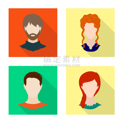 人造模特,图标,头像,专业人员,肖像,女人,头发,发型,收集,设计