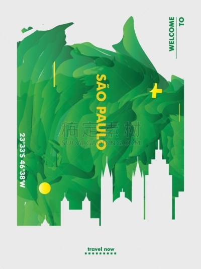 巴西,城市,城市天际线,矢量,圣保罗州,山,商务,传单,著名景点