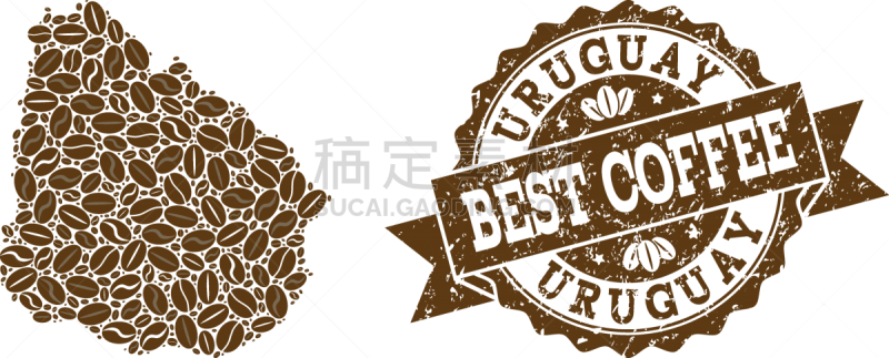 乌拉圭,抽象拼贴画,咖啡豆,国内著名景点,咖啡,多样,水印,发狂的