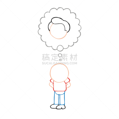 男人,非全秃,举起手,动画片,健康保健,肖像,损失,站,想象,绘制
