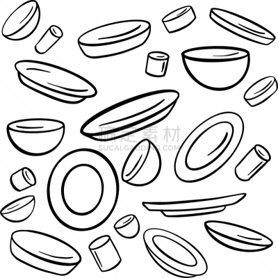 绘画插图,卡通,盘子,矢量,杯,马克杯,空的,一个物体,背景分离,食品