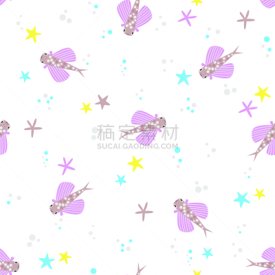 可爱的,式样,矢量,海洋,热带鱼,白色,扁平化设计,海洋生命,背景分离,纺织品
