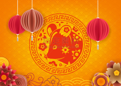 2020,春节,华丽的,折纸工艺,直的,壁纸,模板,装饰物
