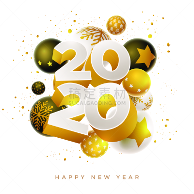 新年前夕,2020,华丽的,球体,事件,贺卡,圣诞装饰物,华贵,模板,现代