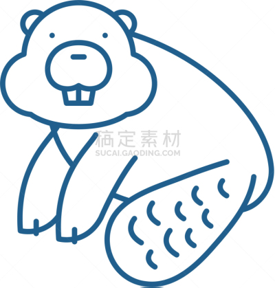 海狸,线图标,平坦的,概念,分离着色,可爱的,白色,自然,野生动物,图像