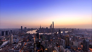 上海天际线与城市景观的延时摄影