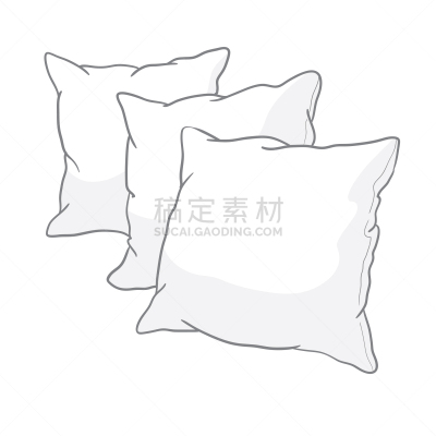 草图,白色,分离着色,枕头,艺术,华丽的,无忧无虑,纺织品,软垫,床