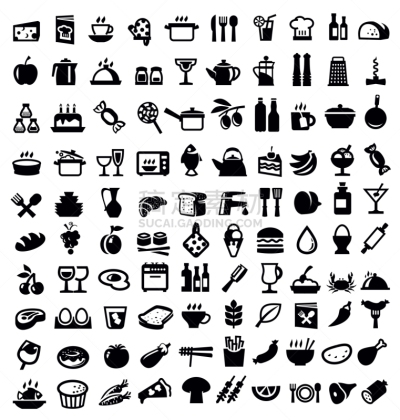 食品,计算机图标,商业厨房,黑色,商务,图像,矢量,分离着色,主厨,吃