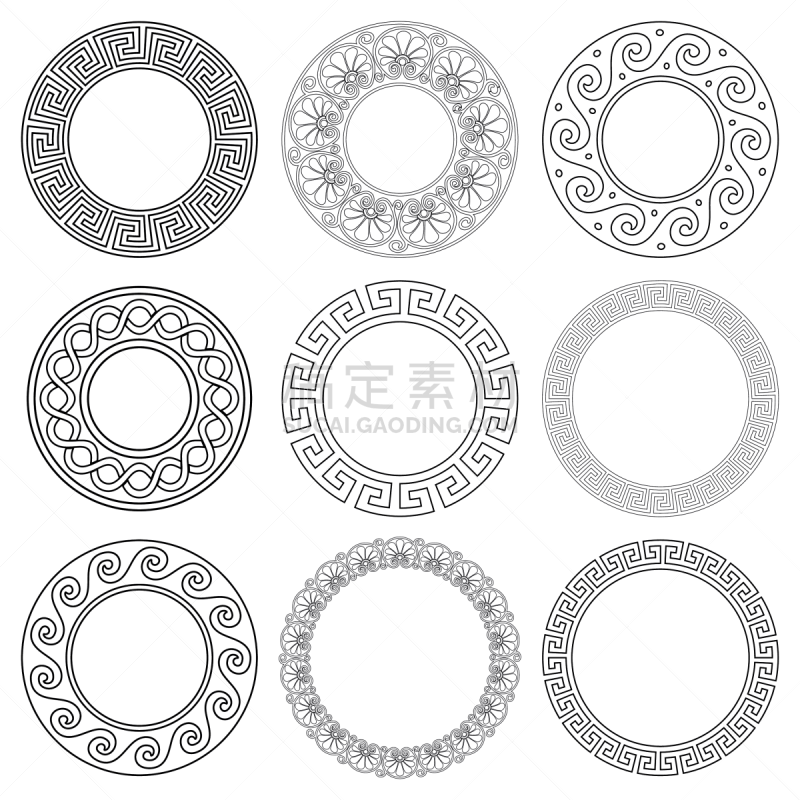希腊,古典希腊,矢量,式样,曼荼罗,国境线,回纹饰,收集,布置,爱抚