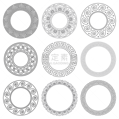 希腊,古典希腊,矢量,式样,曼荼罗,国境线,回纹饰,收集,布置,爱抚