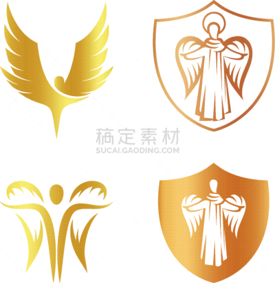 分离着色,品牌名称,彩色图片,天使,金色,白色,天使报喜,一致,剪影,布置