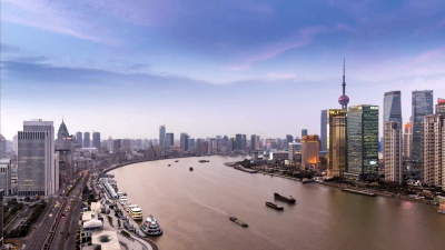 上海天际线与城市景观的日夜时差