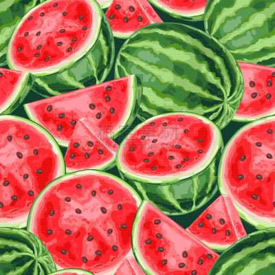 seamless pattern with watermelons and slices