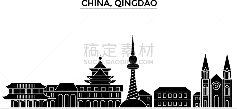 建筑,城市天际线,青岛海滩,亚洲,夜晚,旅途,商务,滨水