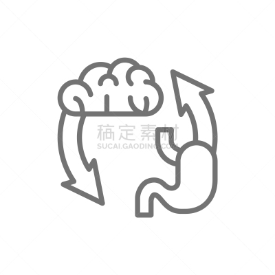 肚子,汇率,线图标,脑,人类消化系统,肠内的,肠杆菌,轮廓