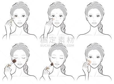 女人,绘画插图,彩妆,可爱的,粉底,腮红,化妆用品,时装模特,人的脸部,半身像