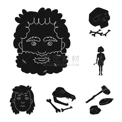 黑色,计算机图标,新生活,石器时代,分离着色,时间,人,男人,布置,收集