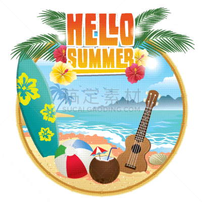 夏天,你好,热,运动,传单,天气,节日,阿罗哈,设计,问候