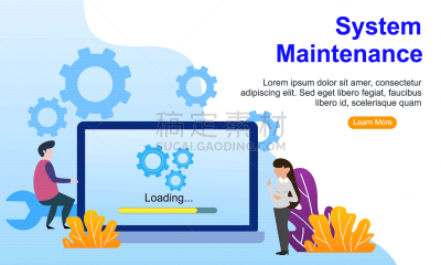 flat design service and maintenance concept logo