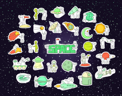 太空,人,组物体,草图,小的,洞,技术,不明飞行物,儿童,行星