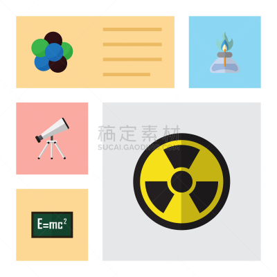 科学,平坦的,爱因斯坦,理论设计标签,精力,望远镜,图像,电子,矢量