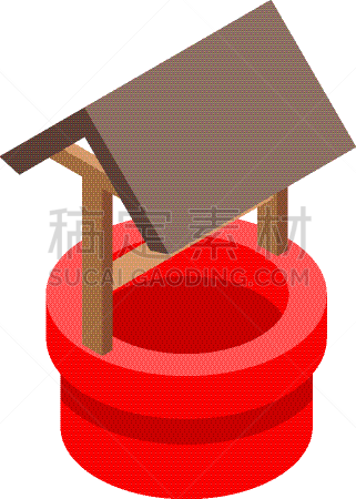 red well with a canopy icon isometric style