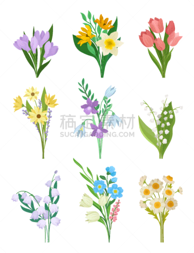 自然美,春天,花束,平坦的,请柬,清新,浪漫,郁金香,植物群,布置