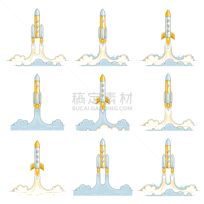 细的,火箭,绘画插图,科学,太空,矢量,白色,非凡的,分离着色,探险