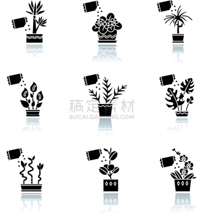 绘画插图,黑色,室内植物,符号,阴影,干酪藤,计算机图标,矢量,白色背景,家畜
