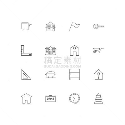 直的,建筑业,建筑体,计算机图标,独轮手推车,手摇车,房屋,三角板,矢量