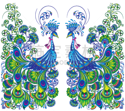 孔雀,幻想,绘画插图,华丽的,请柬,婚礼,自然美,动物,鸟类,复古